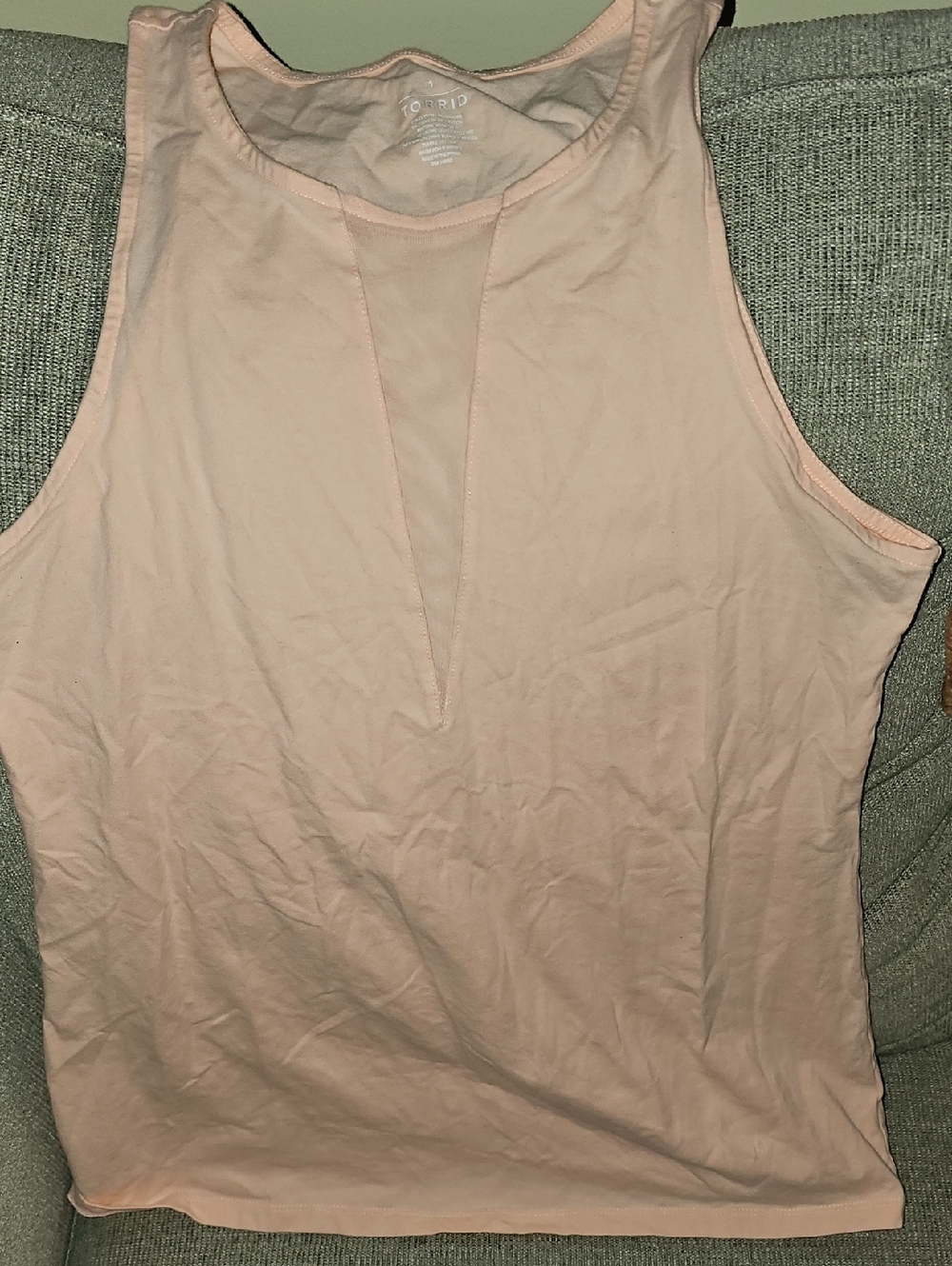 Torrid V Neck Mesh Inset Tank Top